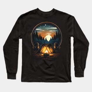 Camping campfire at night Long Sleeve T-Shirt